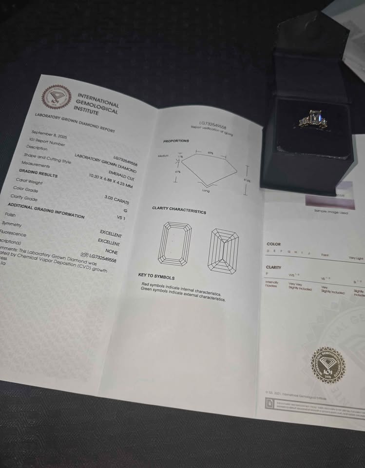 3.03ct Emerald Cut VS1 Diamond Ring (Yellow Gold)