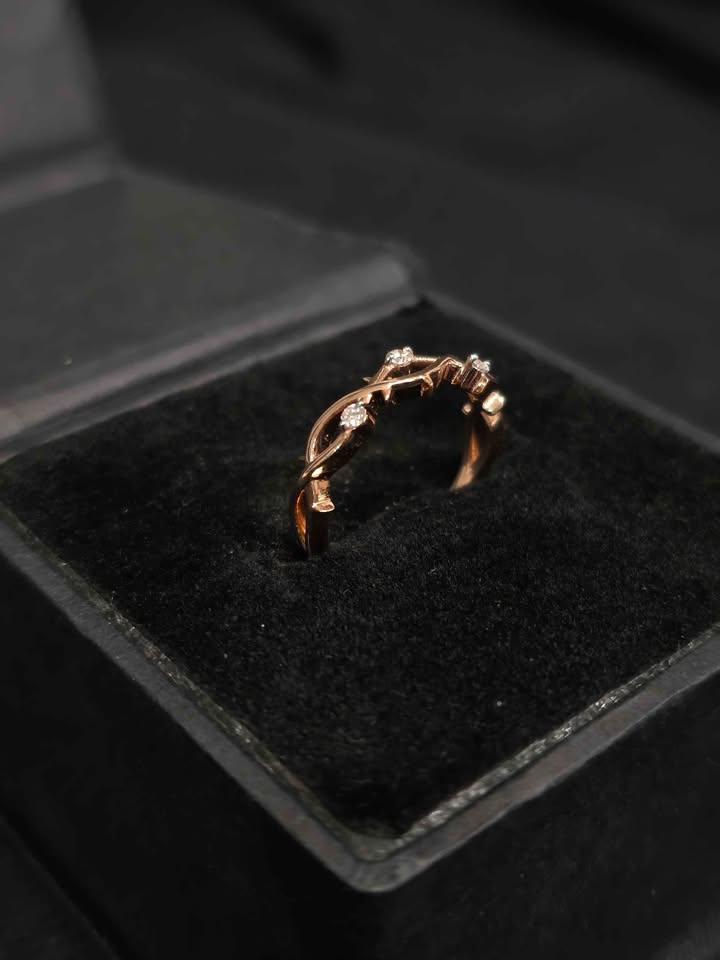 14k Rose Gold Twisted Thorn Ring