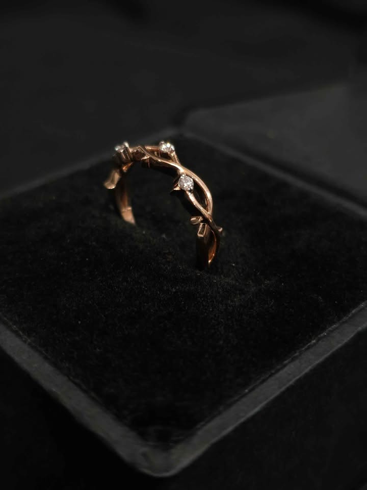 14k Rose Gold Twisted Thorn Ring