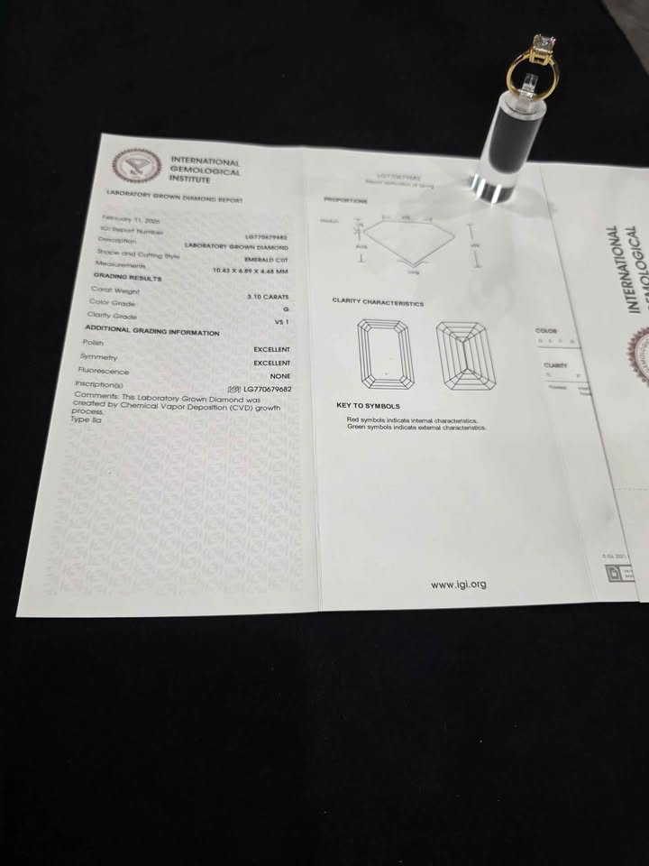 3.10ct Emerald Cut VS1 Diamond Ring (Yellow Gold)