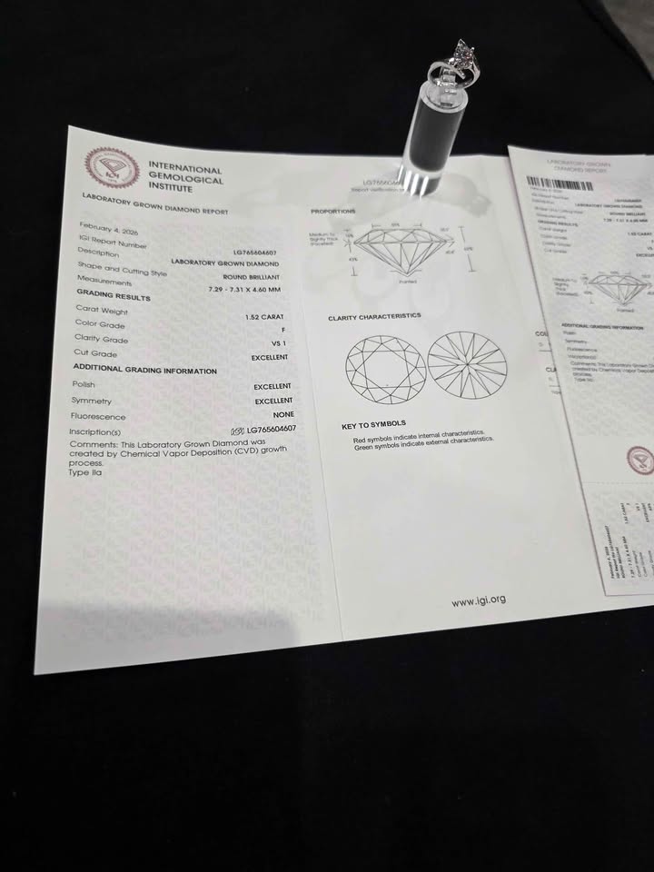 1.52ct Round Cut VS1 Diamond Ring
