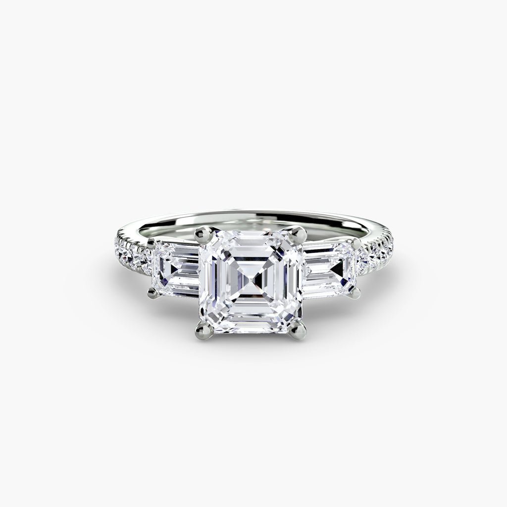 Three-Stone Ring with Pavé Band 4